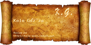Kele Géza névjegykártya